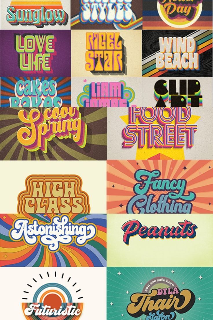 I will design 70s retro, hippie, psychedelic, funky font typography logo