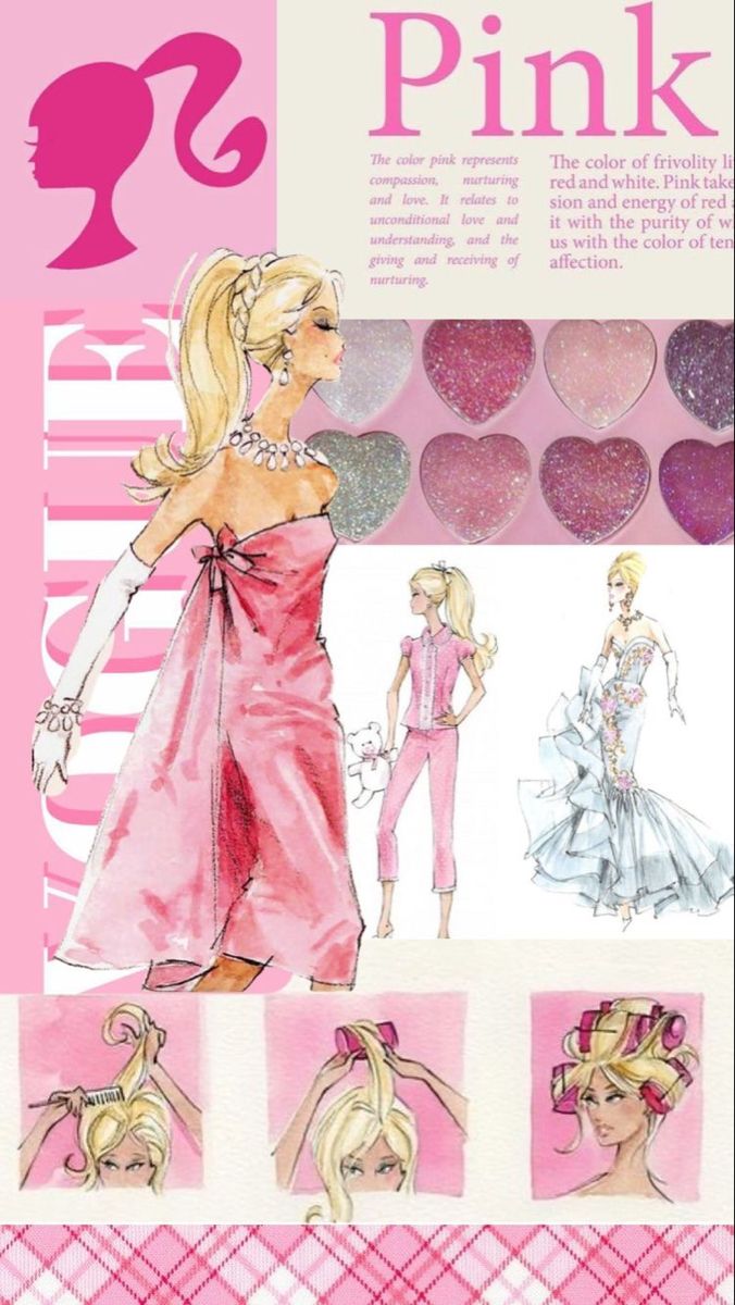 an image of barbie paper dolls in pink