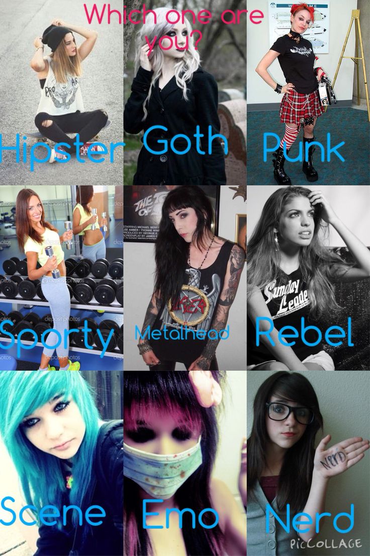 I'm the metalhead, which one are you? Emo Dress Up, The Difference Between Emo And Goth, Nerd Style Aesthetic, Different Kinds Of Goth, Goths With Glasses, Cute Emo Hair, How To Dress Emo, Types Of Goth Style, Emo Style Aesthetic