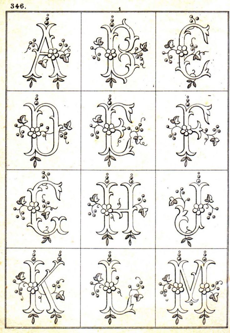 an old fashioned alphabet with flowers and leaves