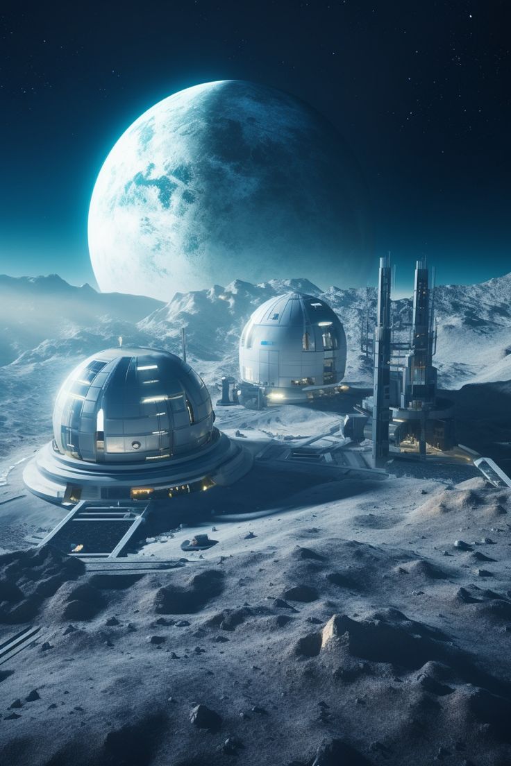 an artist's rendering of some space station on the moon