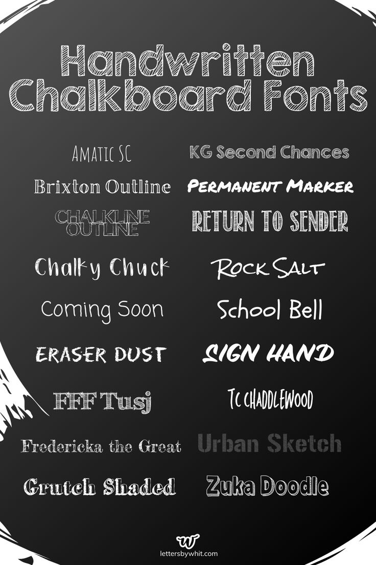 a chalkboard with different types of writing on it and the words handwritten chalkboard font