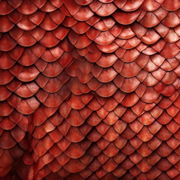 an image of red scales on the skin of a dragon's tail, as seen from above