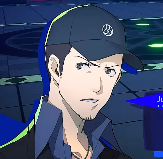 an anime character wearing a baseball cap and looking at the camera