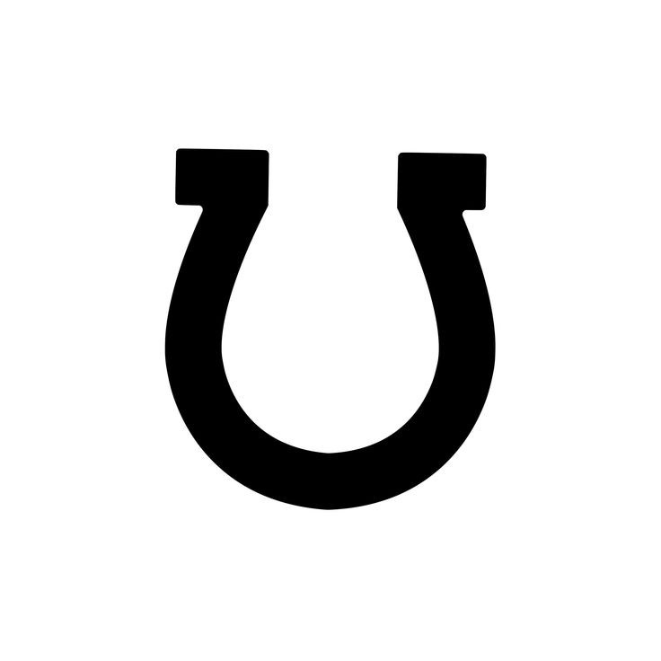 a black and white photo of a horseshoe logo on a white background with the letter u below it