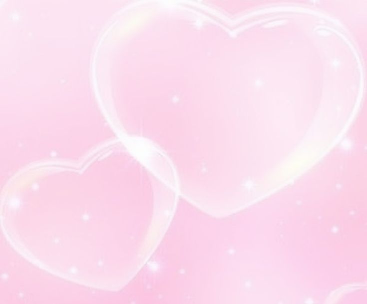 two heart shaped balloons floating in the air on a pink background with stars and sparkles