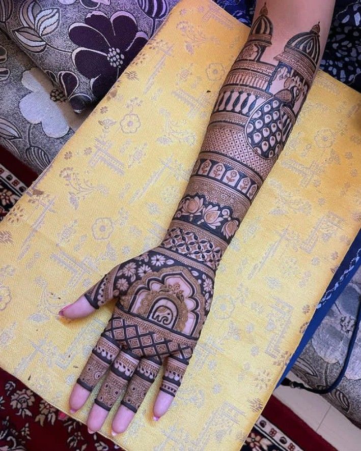 two hands with henna tattoos on them