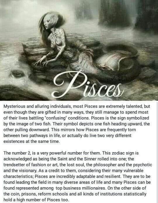 a page with an image of a mermaid and the words, pisces on it