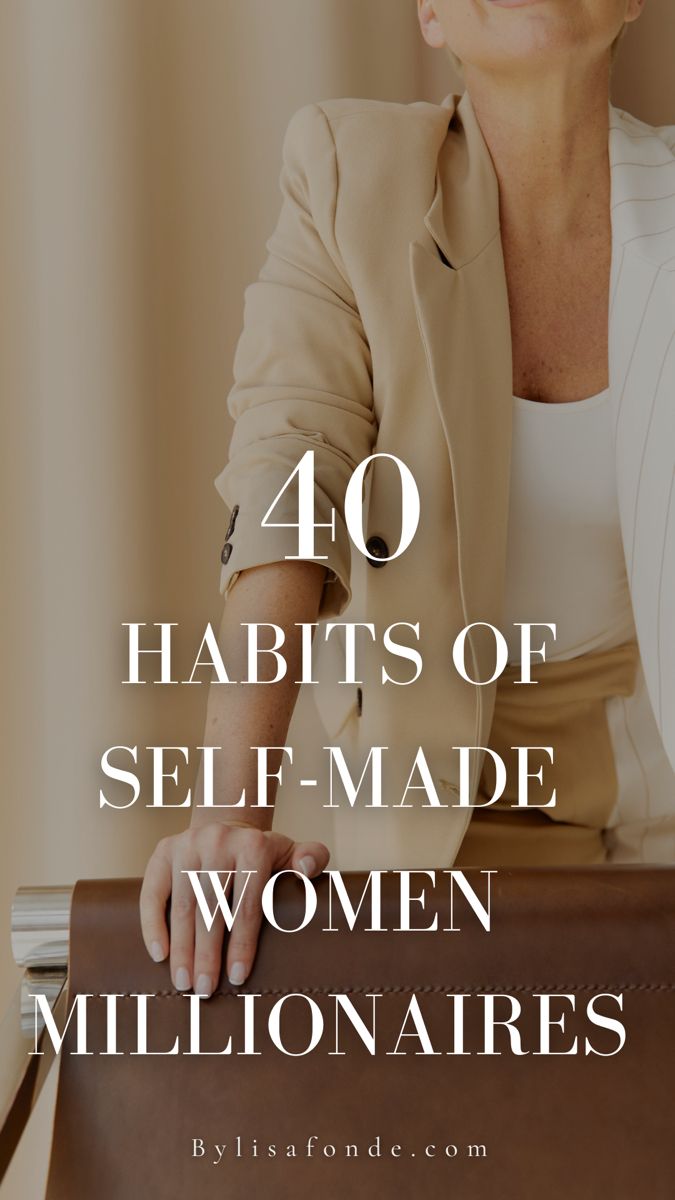 a woman holding a briefcase with the words 40 habitts of self - made women millionaires