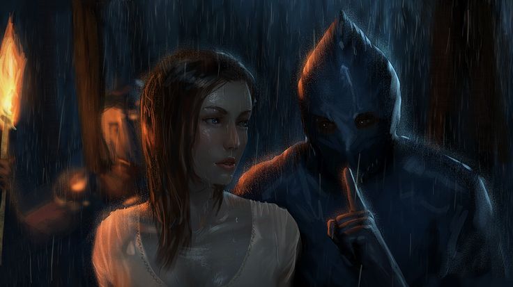 a woman standing next to a man in the rain