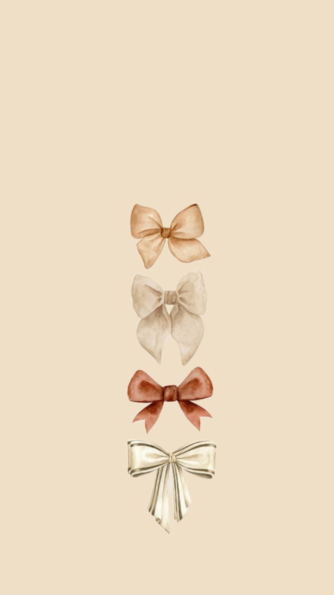 three bows are shown in different colors on a beige background, one is red and the other is white