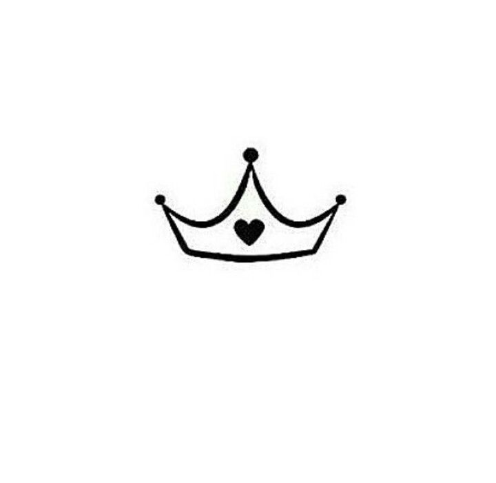 a black and white drawing of a crown with hearts on it's sides, against a plain background