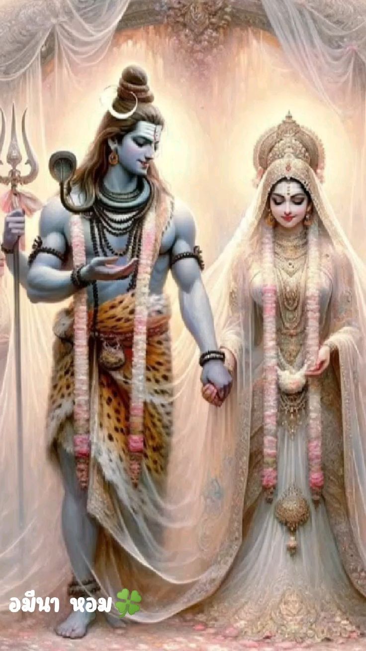 an image of two people dressed as hindu deities