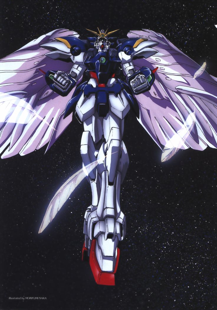 an anime character flying through the air with wings outstretched in front of stars and space