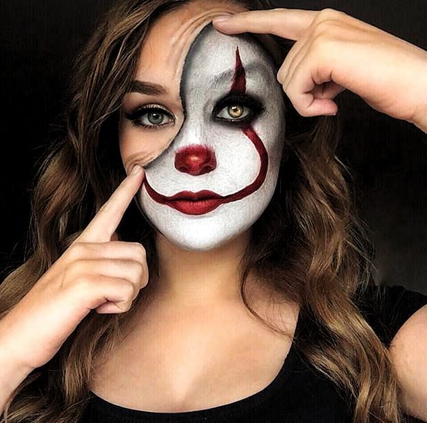 Idea de maquillaje de payaso para Halloween #Halloween #idea #maquillaje #para #payaso It Clown Makeup, It Clown, Makeup Clown, Makeup Zombie, Halloween Makeup Clown, Halloween Makeup Look, Halloweenský Makeup, Halloween Make-up Looks, Idea For Halloween