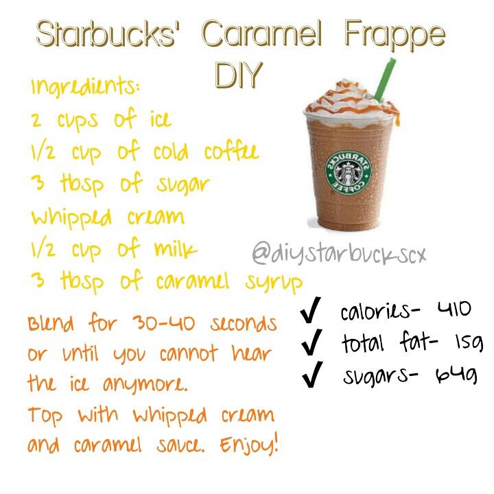 starbucks caramel frappe diy recipe with instructions on how to make the drink