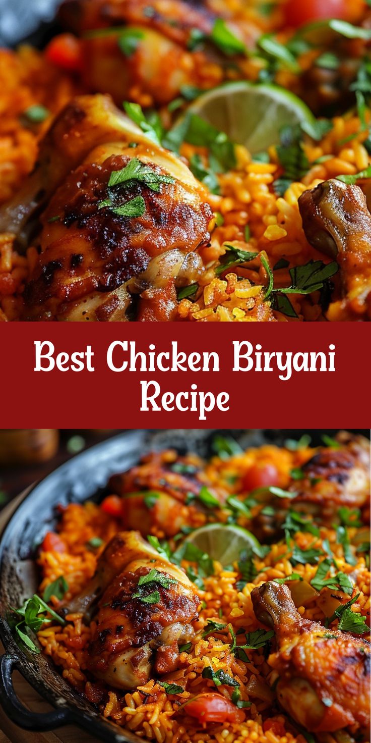 the best chicken biriyani recipe is made with rice and garnished with fresh herbs