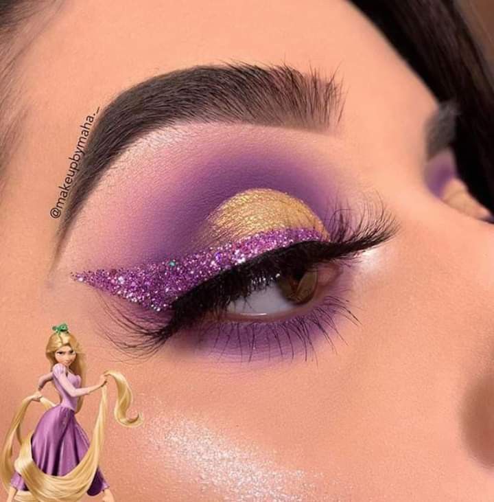 Disney Eyeshadow, Rapunzel Makeup, Disney Eye, Sweet 16 Makeup, Disney Eye Makeup, Disney Eyes, Rapunzel Wedding, Quinceanera Makeup, Tangled Wedding