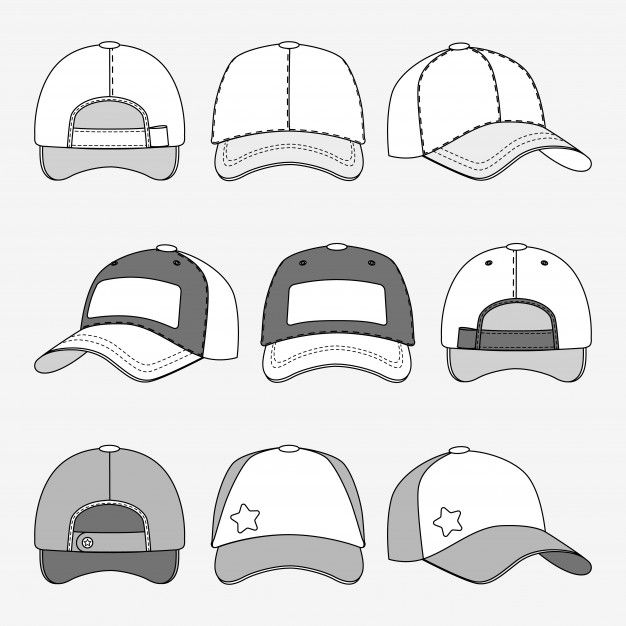 six baseball caps with different styles and colors