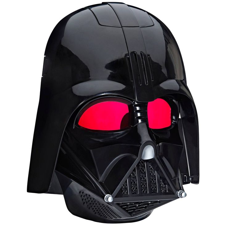 a darth vader helmet with red eyes on it's face is shown