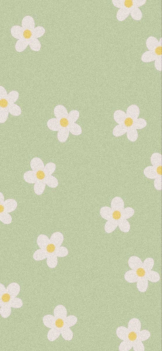 a green background with white daisies on it