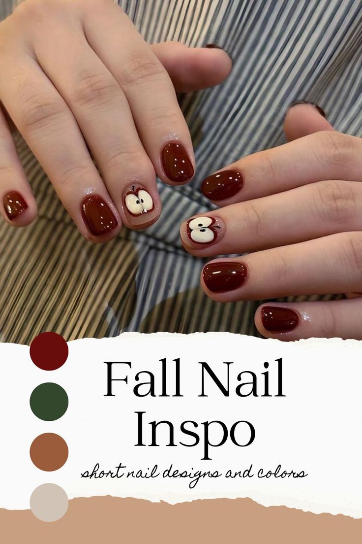 nails short nails fall nails red nails green nails campus Short Gel X Nails Fall, Short Plaid Nails, Fall Nail Inspo Short, Short Fall Nail Ideas, Simple Fall Nail Designs, Simple Fall Nail, Short Nail Inspo, Pumpkin Spice Nails, Simple Fall Nails