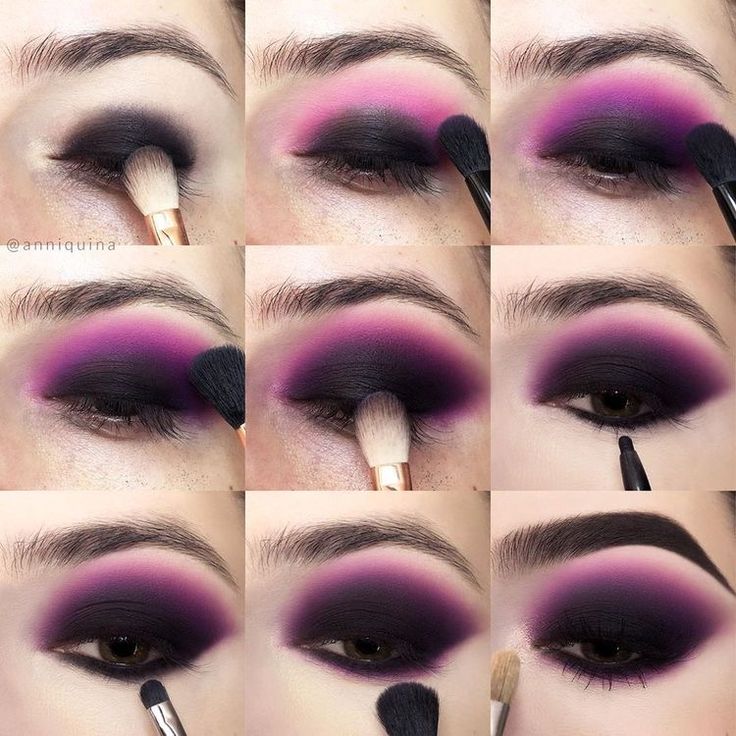 Maquillage Goth, Goth Makeup Tutorial, Goth Eye Makeup, Purple Eye Makeup, Fest Outfits, Makeup Tutorial Eyeshadow, Smink Inspiration, Eye Makeup Steps, Makijaż Smokey Eye