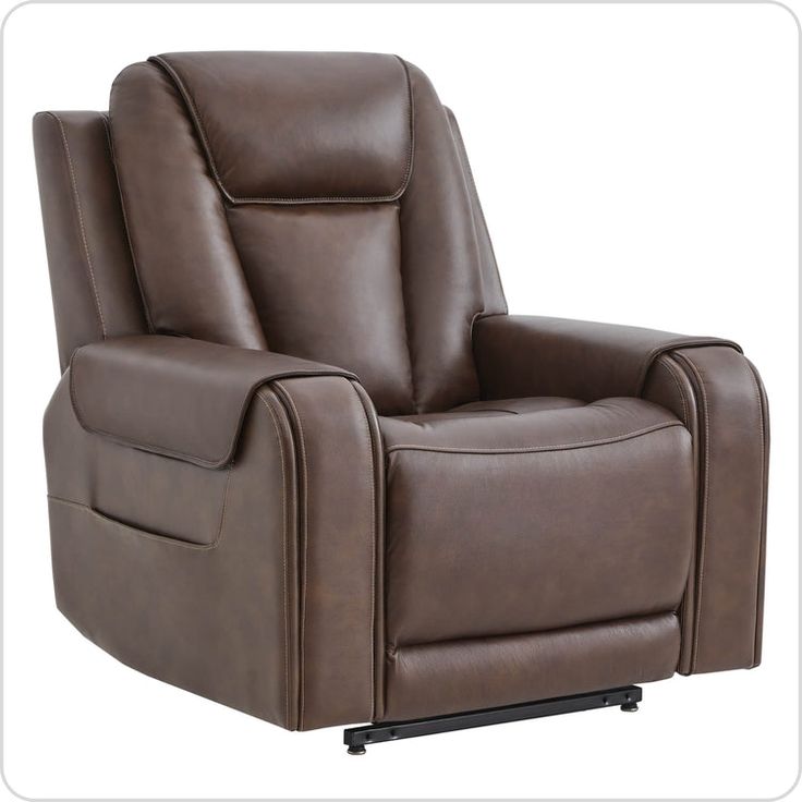 the reclining chair is brown leather