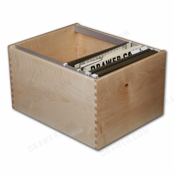 a wooden box filled with files on top of a white background and the words drawer ca in it