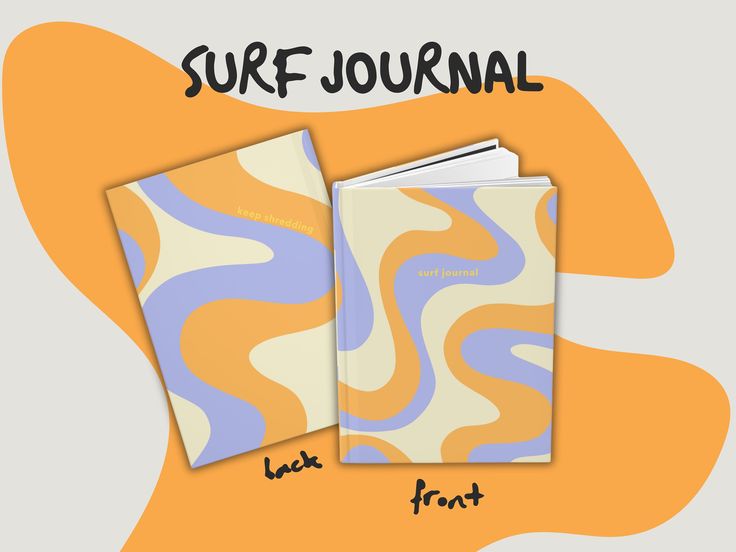 the front and back cover of a book with an abstract pattern on it, which reads surf journal