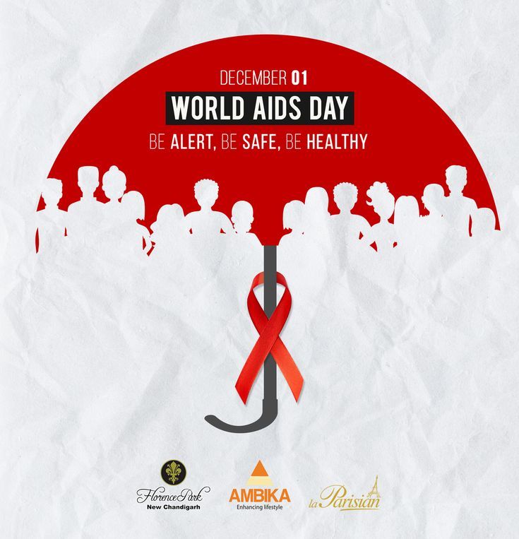 a red umbrella with a ribbon on it that says world aids day be alert, safe, be healthy