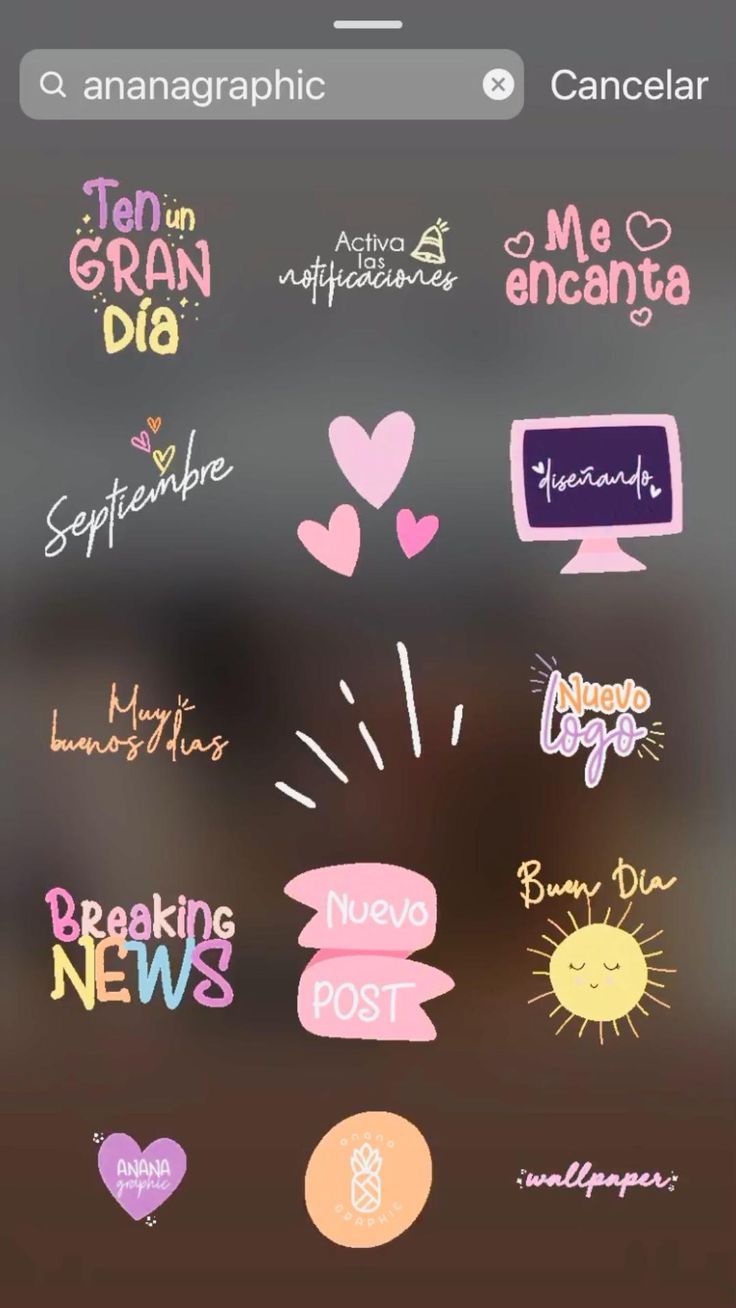 an iphone screen with some stickers on it and the words in different languages are shown