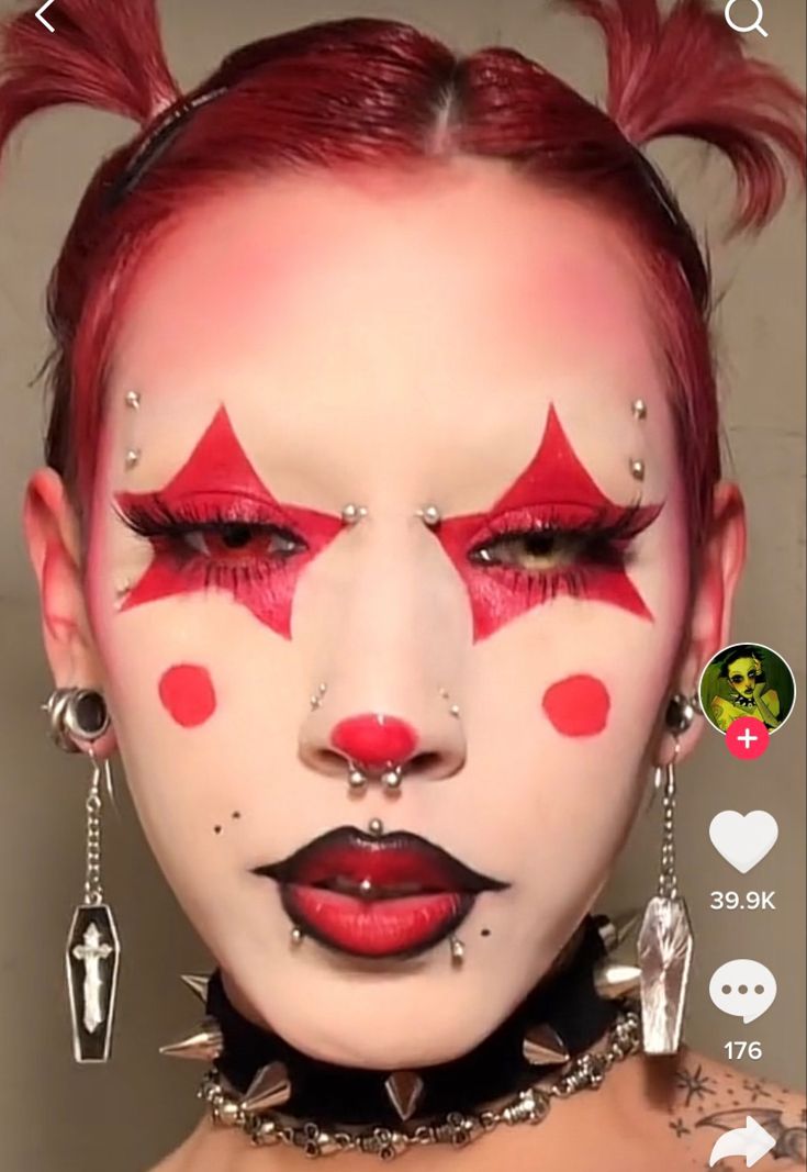 Simple Circus Makeup, Cute Jester Makeup, Pride Clown Makeup, Everyday Clown Makeup, Clown Heart Makeup, Punk Clown Makeup, Star Clown Makeup, Green Clown Makeup, Heart Clown Makeup