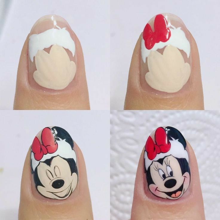 Disney Nail Art, Disney Christmas Nails, Nail Art Noel, Minnie Mouse Nails, Mickey Nails, Xmas Nail Art, Animal Nail Art, Nail Drawing, Nail Art Techniques