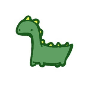 a green dinosaur sticker on a white background