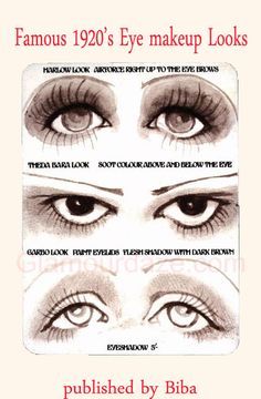 Theater Eye Makeup, 20s Downturned Eye Makeup, 1920s Hair Drawing, Puppy Liner Tutorial Hooded Eyes, 20s Eyebrows, 90s Goth Makeup Tutorial, 1920s Eyebrows, 1920s Eyeshadow, Roaring 20s Makeup Gatsby