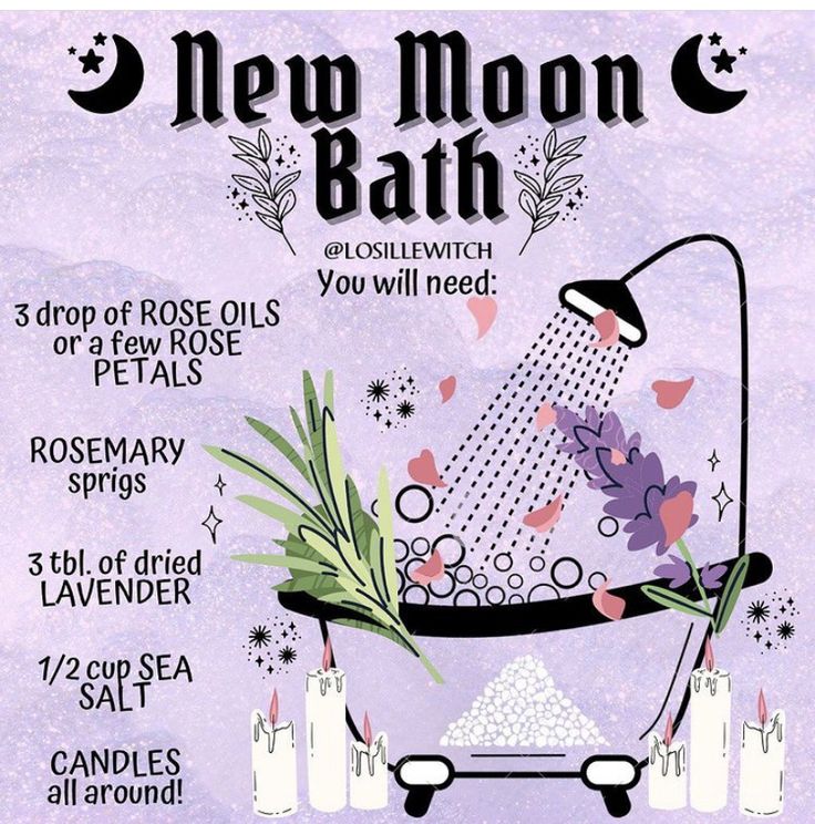 New Moon Bath, Full Moon Bath, Aries Tarot, Lunar Witch, Moon Bath, Wiccan Magic, New Moon Rituals, Full Moon Ritual, Eclectic Witch