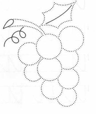 a drawing of a bunch of grapes on a white background with dotted lines and dots