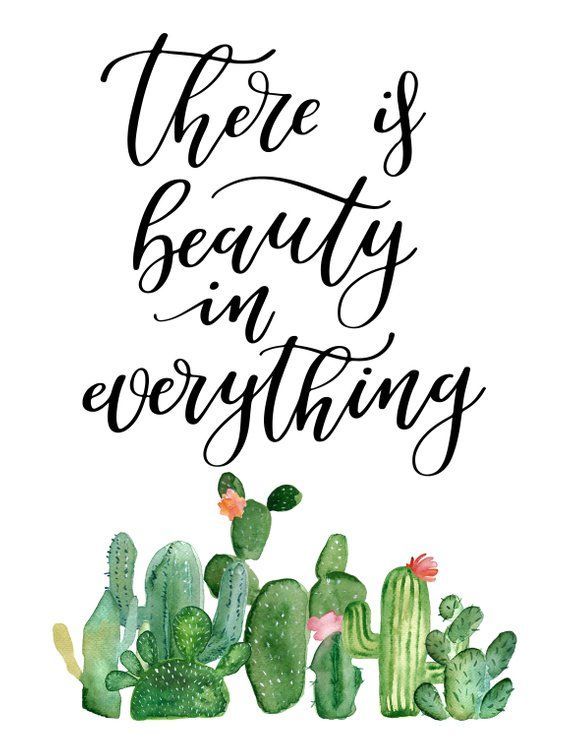 there's beauty in everything print with cactus and cacti on the bottom