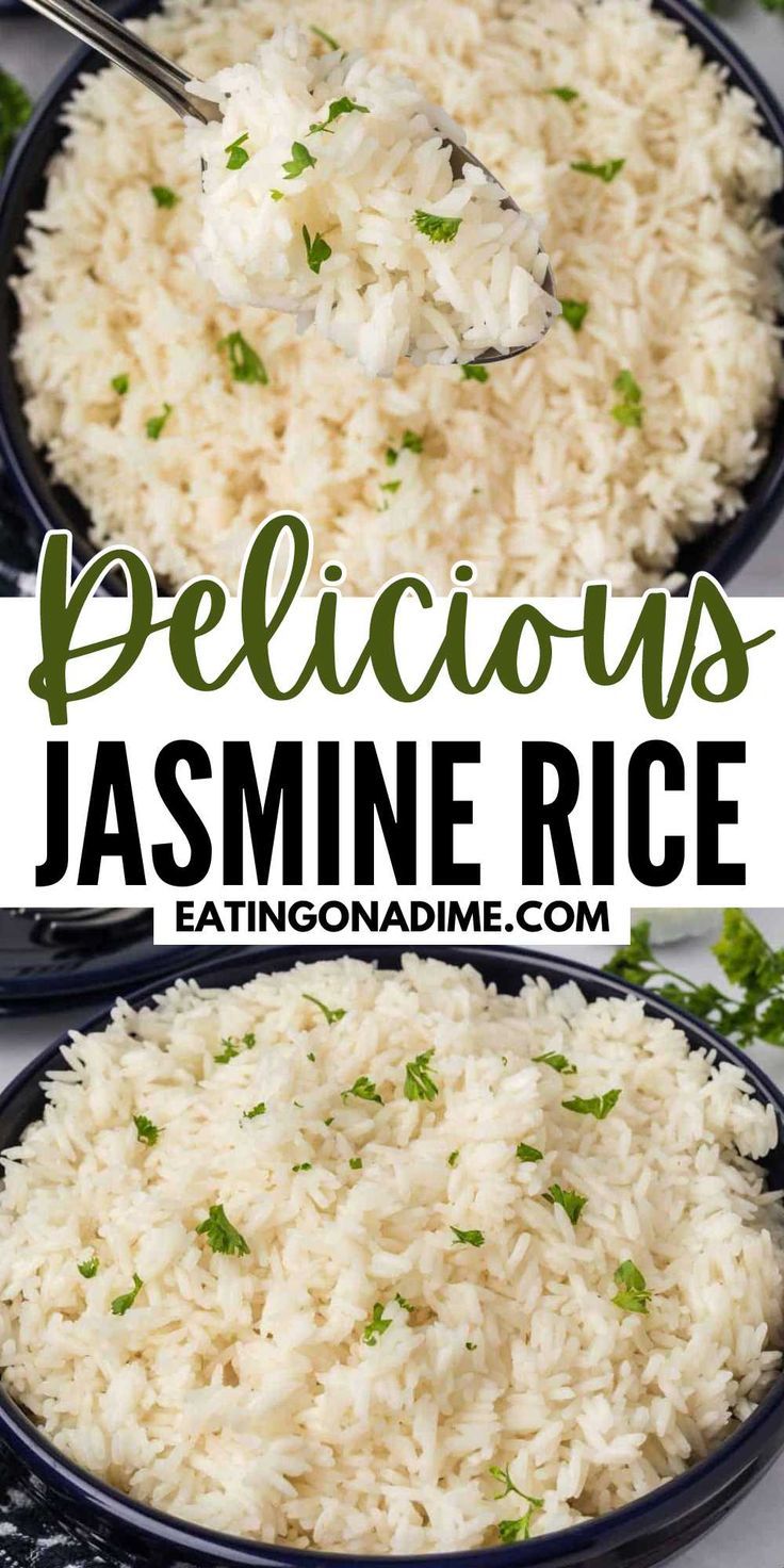 two black bowls filled with rice and garnished with parsley on the side