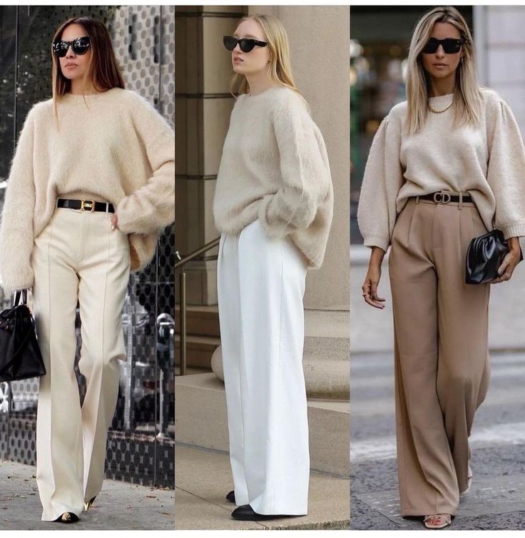 Cream Trousers Outfit, Cream Jeans Outfit, Beige Jeans Outfit, Cream Pants Outfit, Outfit Minimalista, Outfit Pantalon, Beige Outfits, Slacks Outfit, Pants Outfit Work