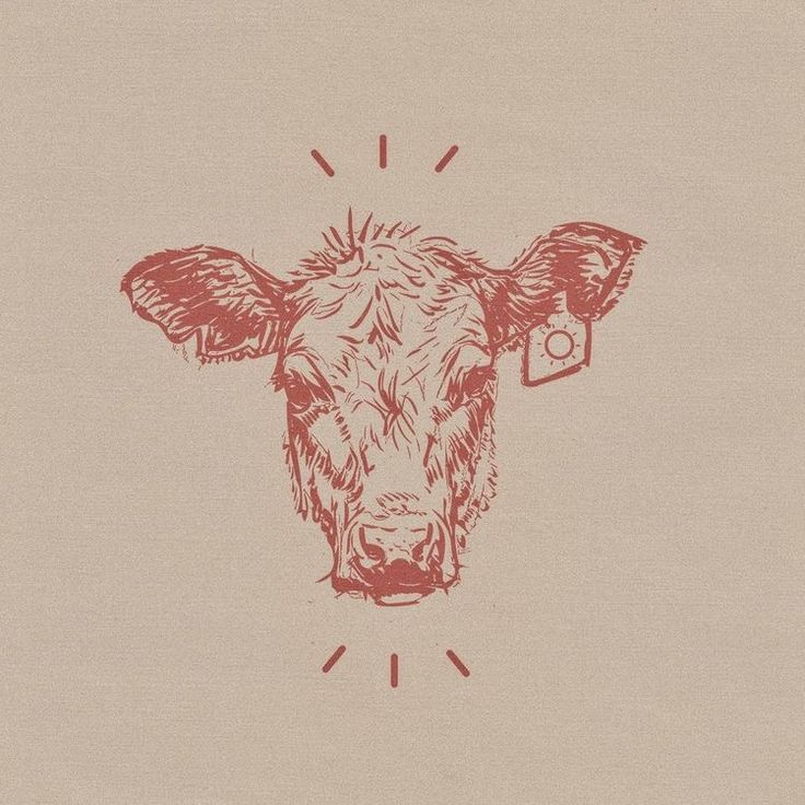 a drawing of a cow's head with a camera in its ear