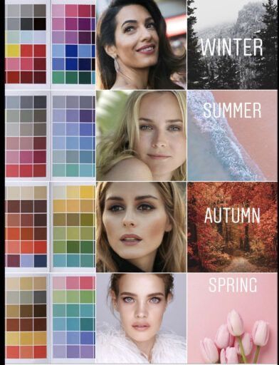 Spring Skin Tone, Warm Spring Color Palette, Summer Skin Tone, Autumn Color Palette Fashion, Deep Winter Palette, Spring Skin, Skin Undertones, Winter Color Palette, Cool Skin Tone