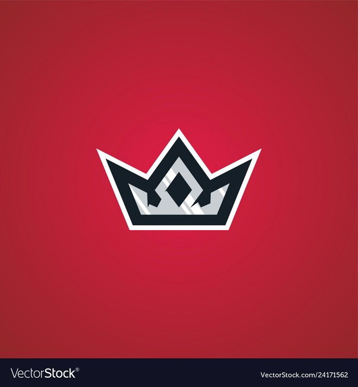 a crown logo on a red background