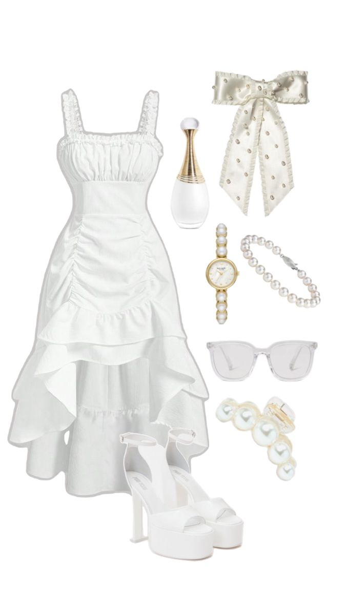 White dream🤍 White Summer Dress Outfit, White Outfit Ideas, Princess Inspired Outfits, Punk Style Outfits, White Fits, Glam Outfit, All White Outfit, Kawaii Dress, Classy Work Outfits