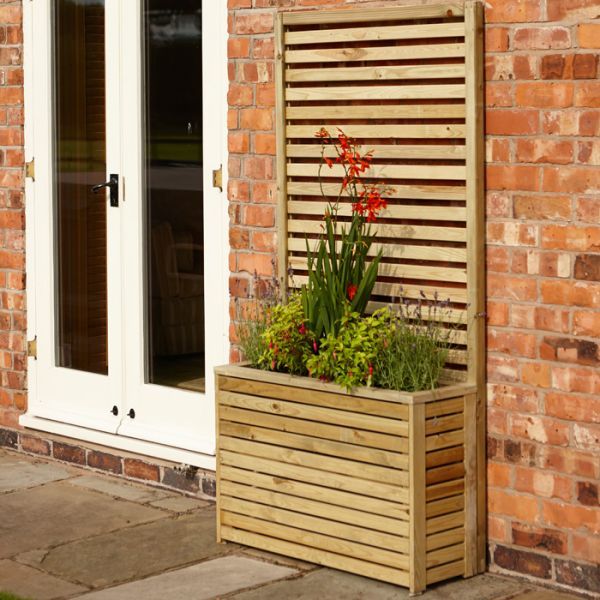 Rowlinson Slatted Tall Planter Wooden garden planters, Tall planters