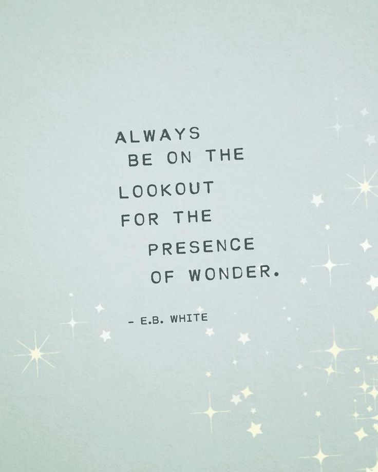 a quote from e b white on looking for the presence of wonder, and stars in the sky