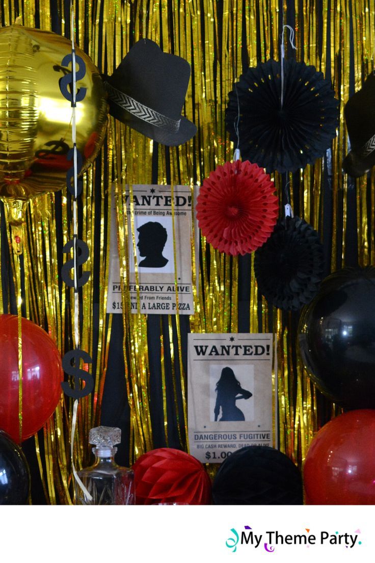 #themafeest #themadecoratie #themabox #party #themaparty #partydecoratie #partybox #maffia #Mystery #wanted #maffiaparty Ganster Party, Maffia Party, Mafia Theme Party, Twenties Birthday, 20s Party Decorations, Costume Party Themes, Mafia Party, Gangster Party, 70s Disco Party