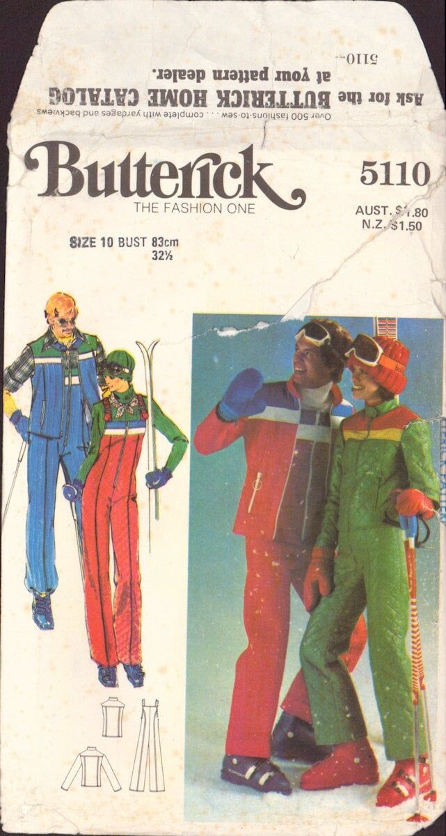 Butterick 5110 Sewing Pattern, Jacket, Sleeveless Jacket and Jumpsuit, Size 10, Partially Cut, Complete Womens Ski Outfits, Womens Snow Pants, Ski Outfits, Ski Vintage, Jumpsuit Pattern Sewing, Apres Ski Party, Ski Jumpsuit, Retro Ski, 70s Women