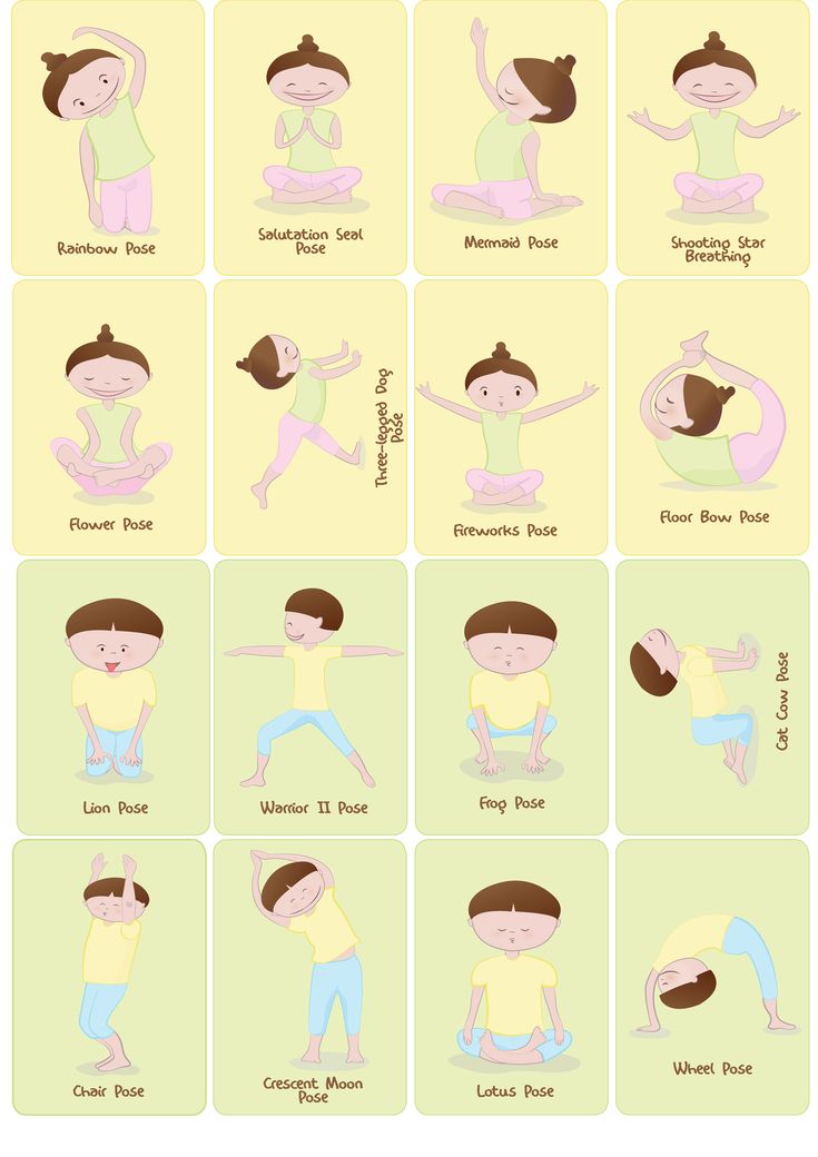 the yoga poses for children are shown in different positions, including their arms and legs